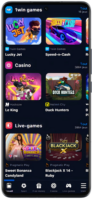 1Win Capture d'écran du jeu de casino