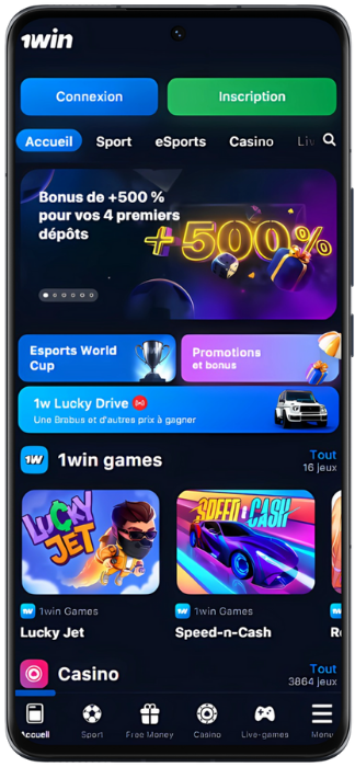 1Win Capture d'écran du site Web