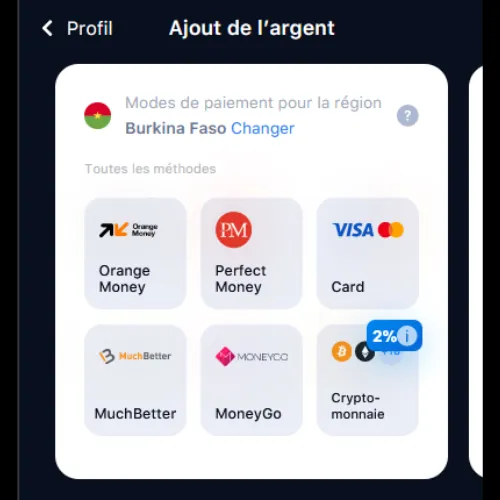 Après l'inscription, vous devez effectuer un dépôt