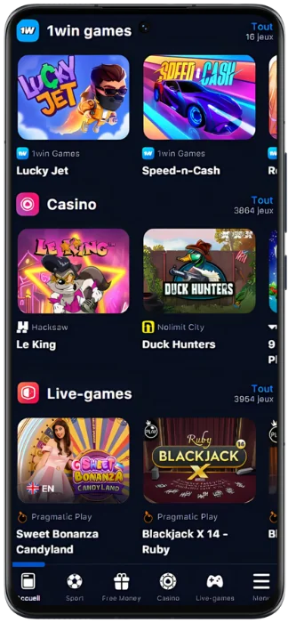 1Win Capture d'écran du jeu de casino