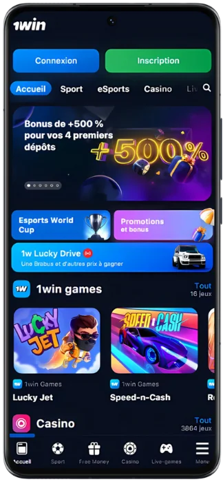 1Win Capture d'écran du site Web